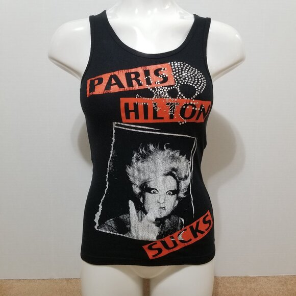 B-Rude by Boy George top M/OS Medium Paris Hilton Sucks graphic skull edgy punk